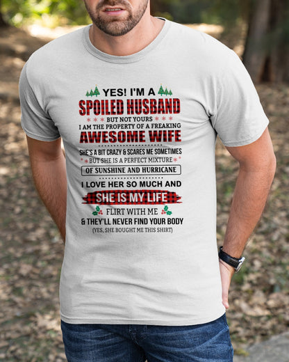 SPOILED HUSBAND OF AWESOME WIFE - PERFECT CHRISTMAS GIFT FROM WIFE - TIEN00