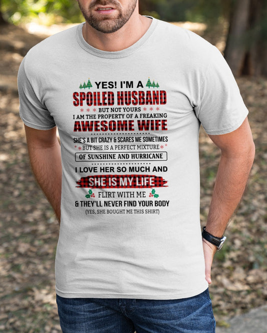 SPOILED HUSBAND OF AWESOME WIFE - PERFECT CHRISTMAS GIFT FROM WIFE - TIEN00