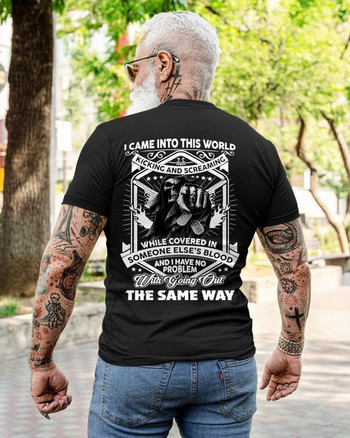 "I CAME INTO THIS WORLD WITH KICKING AND SCREAMING" – COOL T - SHIRT FOR MEN – TIEN00 (SKU2605-395-00)