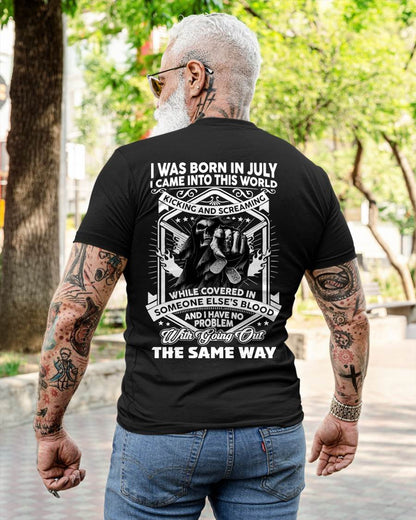 "I CAME INTO THIS WORLD WITH KICKING AND SCREAMING" – COOL T - SHIRT FOR MEN – TIEN07 (SKU2605-395-07)
