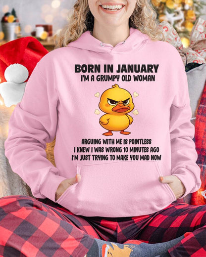 Born In January I'm A Grumpy Old Woman - T Shirt For Woman - DOAN01 (SKU09-80-01)