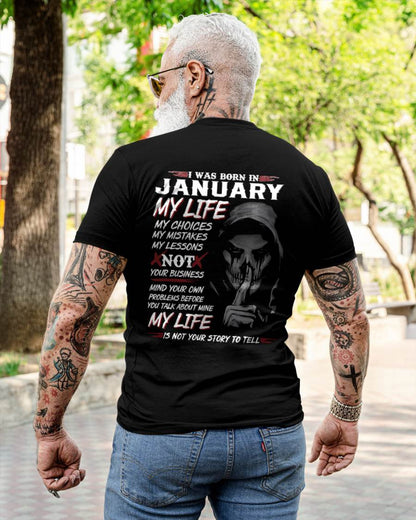 I WAS BORN IN JANUARY - T-SHIRT FOR MAN - DOAN01 (SKU08-36-01)