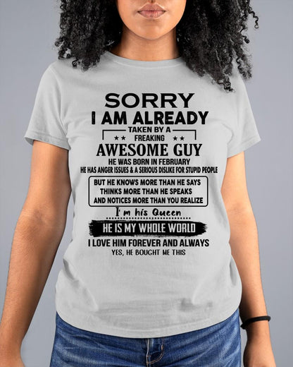February - Awesome Boyfriend Born In February- Special gift for your Girlfriend - From Husband DOAN02 (SKUT08-11-02)