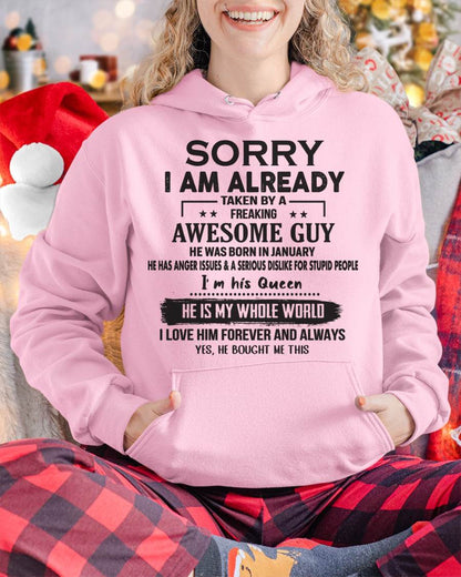 January - Sorry I Am Already Taken By A Freaking Awesome Guy - Gift For Your Girlfriend, Wife From Husband - DOAN01 (SKU07-145-01)