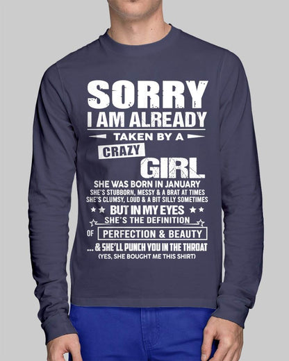 January – Sorry I Am Already Taken By A Crazy Girl – Gift For Your Boyfriend, Husband From Wife – DOAN01 (SKU10-139-01)