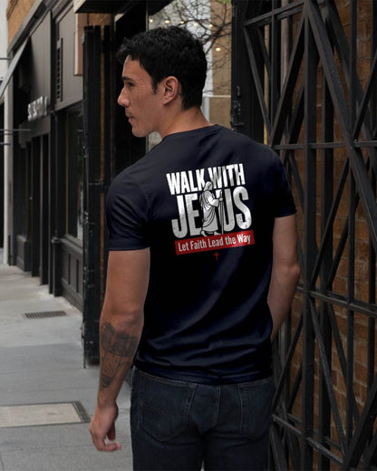 WALKING WITH JESUS - CHRISTIAN T-SHIRT - FOR MEN tien00 (SKU2608-128)