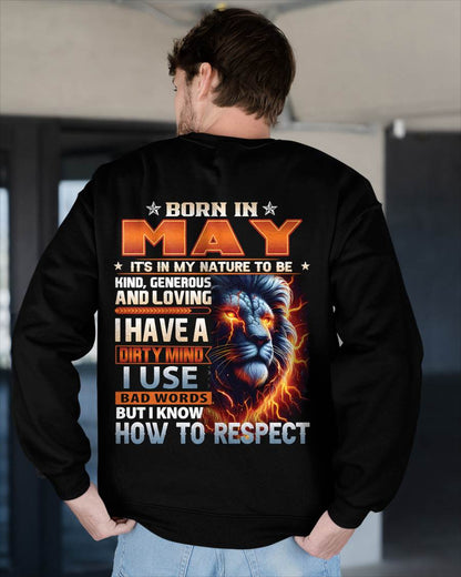 MAY - DIRTY MIND BUT KNOWS RESPECT - BIRTHDAY T-SHIRT FOR MEN - tien05 (SKU08-84-05)