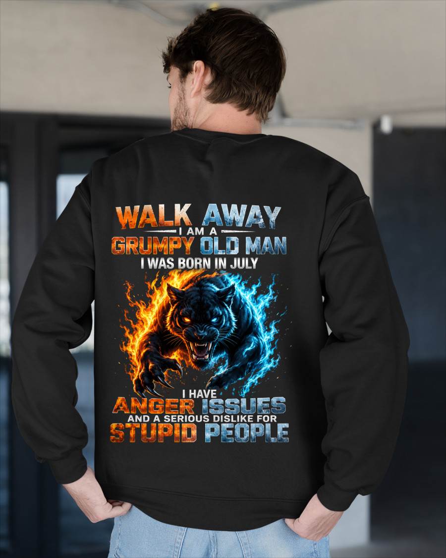 JULY – "I'M A GRUMPY OLD MAN - I'M SERIOUS DISLIKE STUPID PEOPLE" – TIGER VERSION – T-SHIRT FOR MEN – TIEN07 (SKU2607-330-07)