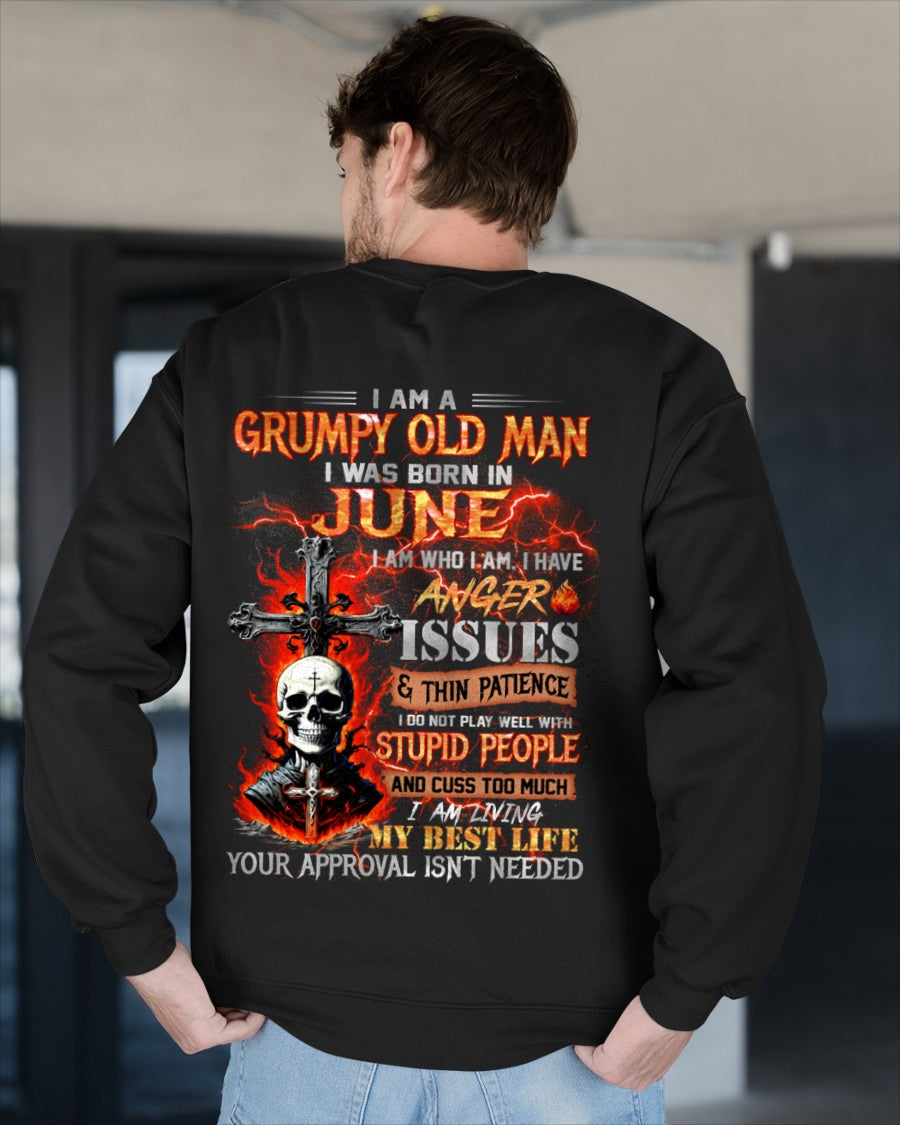 JUNE - GRUMPY OLD MAN T-SHIRT - FUNNY SKULL ANGER ISSUES TEE - PERFECT GIFT FOR MEN TIEN06 / male (SKU12-319-06)