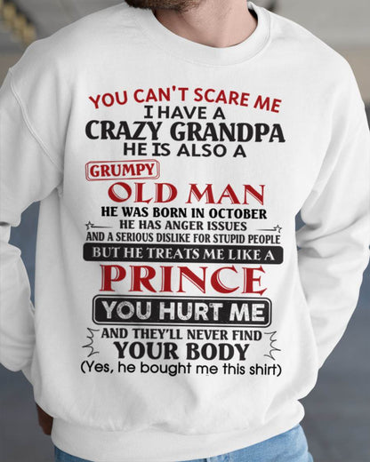 October – You Can’t Scare Me I Have A Crazy Grandpa – Gift For Grandson And Granddaughter From Grandpa – DOAN10 (SKU10-186-10)