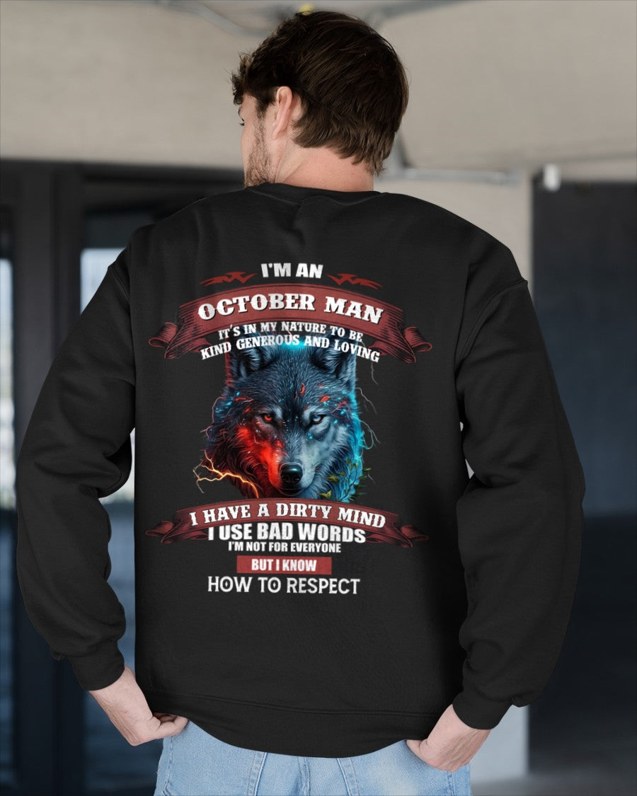 OCTOBER - KNOW HOW TO RESPECT - BIRTHDAY T-SHIRT FOR MEN - TIEN10 / male (SKU12-162-10)