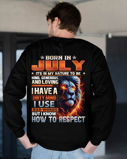 JULY - DIRTY MIND BUT KNOWS RESPECT - BIRTHDAY T-SHIRT FOR MEN - tien07 (SKU08-84-07)