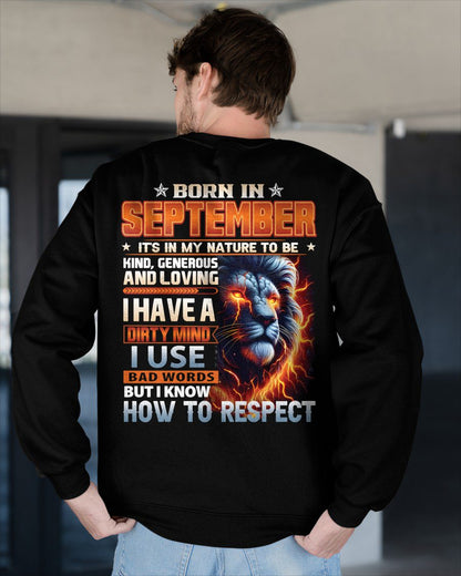 SEPTEMBER - DIRTY MIND BUT KNOWS RESPECT - BIRTHDAY T-SHIRT FOR MEN - tien09 (SKU08-84-09)
