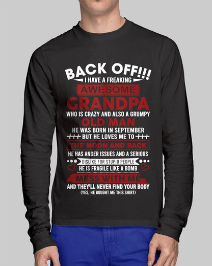 September – Back Off!!! I Have A Freaking Awesome Grandpa – Gift For Grandson And Granddaughter From Grandpa – DOAN09 (SKU10-153-09)