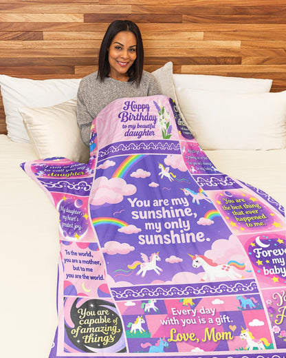SPECIAL BIRTHDAY BLANKET TO YOUR DAUGHTER - A WARM HUG FROM MOM - TIEN00 (SKU2607-201)