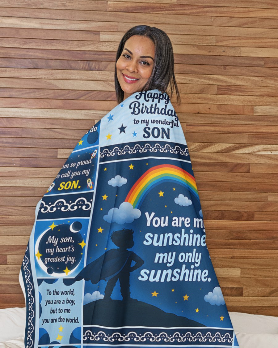 SPECIAL BIRTHDAY BLANKET TO YOUR SON - A WARM HUG FROM MOM - TIEN00 (SKU2607-240)