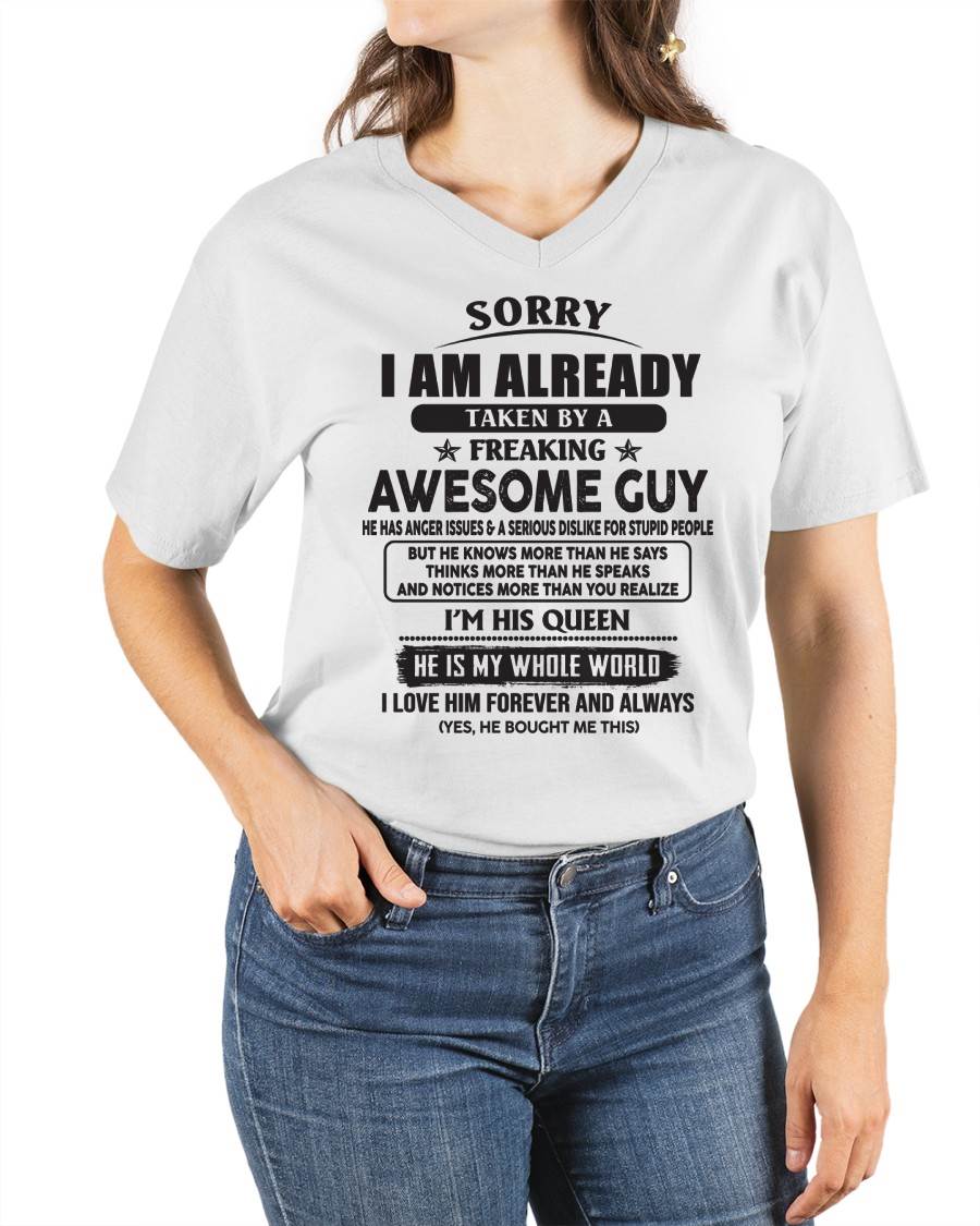 Sorry I Am Already Taken By A Freaking Awes Some Guy - Gift For Your Girlfriend, Wife From Husband - DOAN00 (SKU07-177-00)