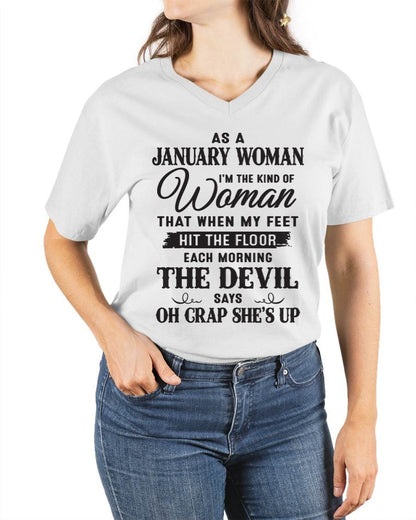 AS A JANUARY WOMAN - T-Shirt For Woman  – DOAN01 (SKU26T-01-36-01)