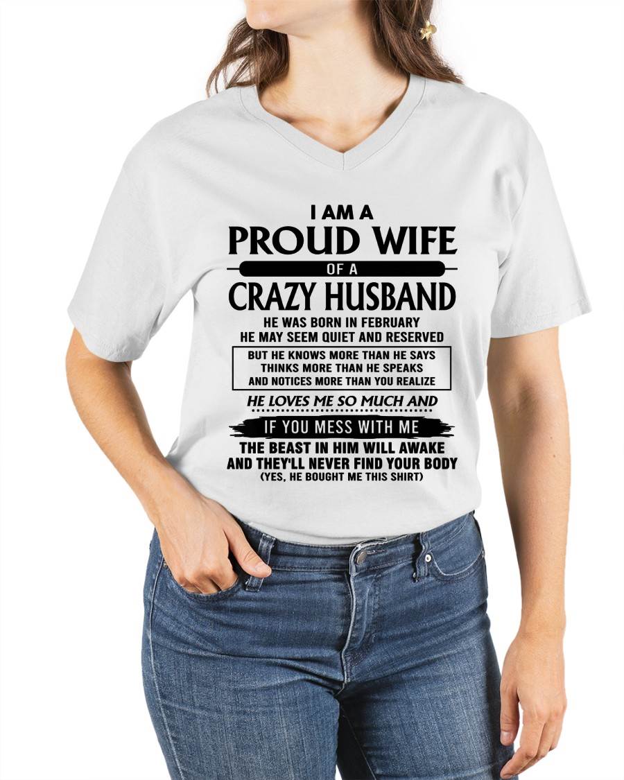 February - I Am A Proud Wife Of A Crazy Husband – Gift For Wife From Husband – DOAN02 (SKU26T-01-64-02)