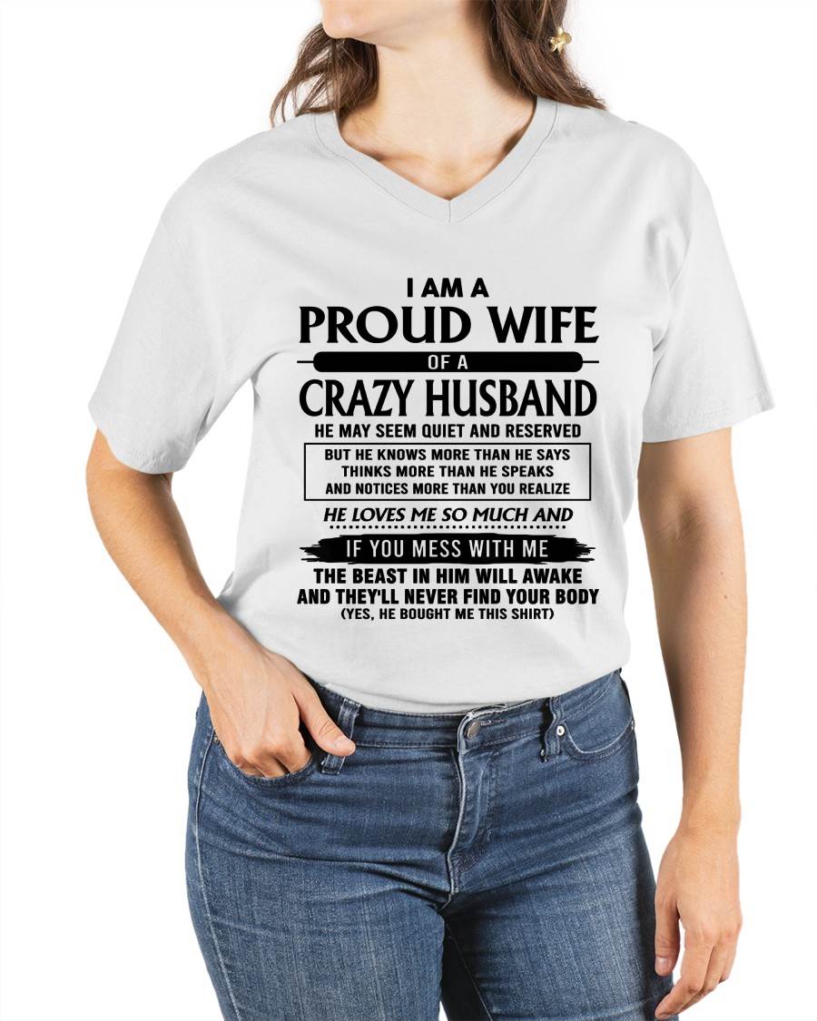 I Am A Proud Wife Of A Crazy Husband – Gift For Wife From Husband – DOAN00 (SKU26T-01-64-00)