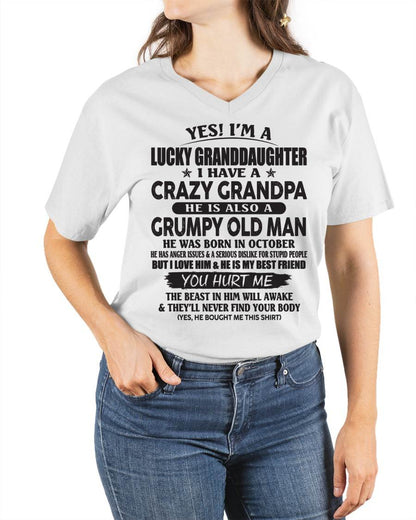 OCTOBER - LUCKY GRANDDAUGHTER OF CRAZY GRANDPA - PERFECT GIFT FOR YOUR GRANDDAUGHTER FROM GRANDPA - DTSM10 (SKU10-150-10)