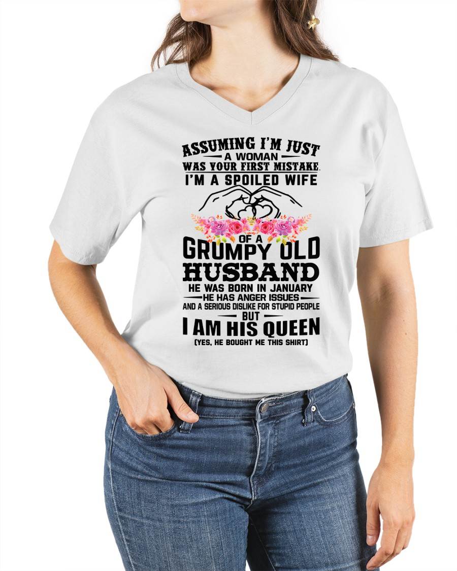 January - Spoiled Wife T-Shirt – Grumpy Old Husband Funny Tee - Perfect Gift From Husband - TIEN01 (SKU11-101-01)