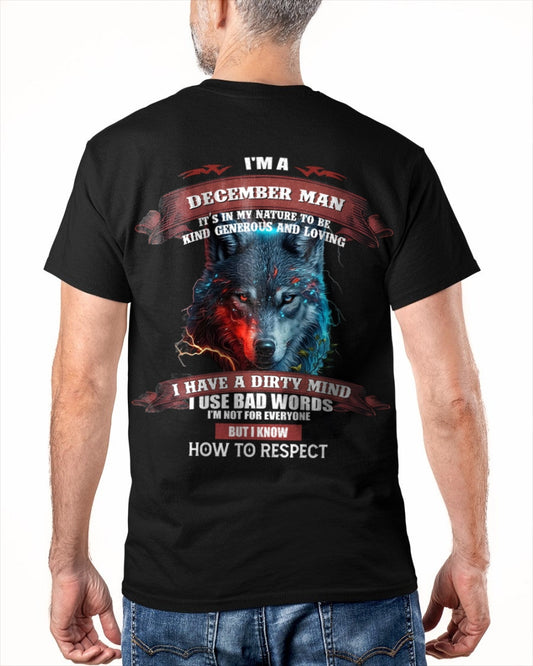 DECEMBER - KNOW HOW TO RESPECT - BIRTHDAY T-SHIRT FOR MEN - TIEN12 / male (SKU12-162-12)