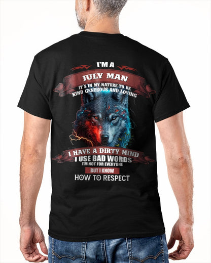JULY - KNOW HOW TO RESPECT - BIRTHDAY T-SHIRT FOR MEN - TIEN07 / male (SKU12-162-07)