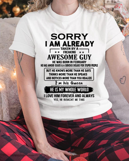 February - Awesome Boyfriend Born In February- Special gift for your Girlfriend - From Husband DOAN02 (SKUT08-11-02)