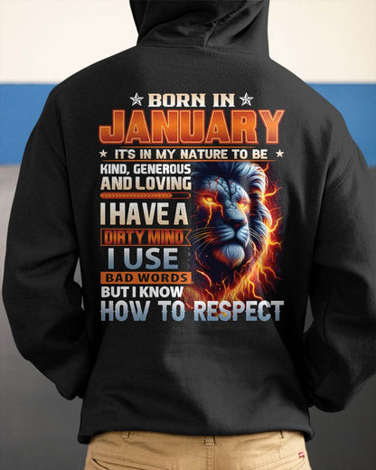 JANUARY - DIRTY MIND BUT KNOWS RESPECT - BIRTHDAY T-SHIRT FOR MEN - tien01 (SKU08-84-01)