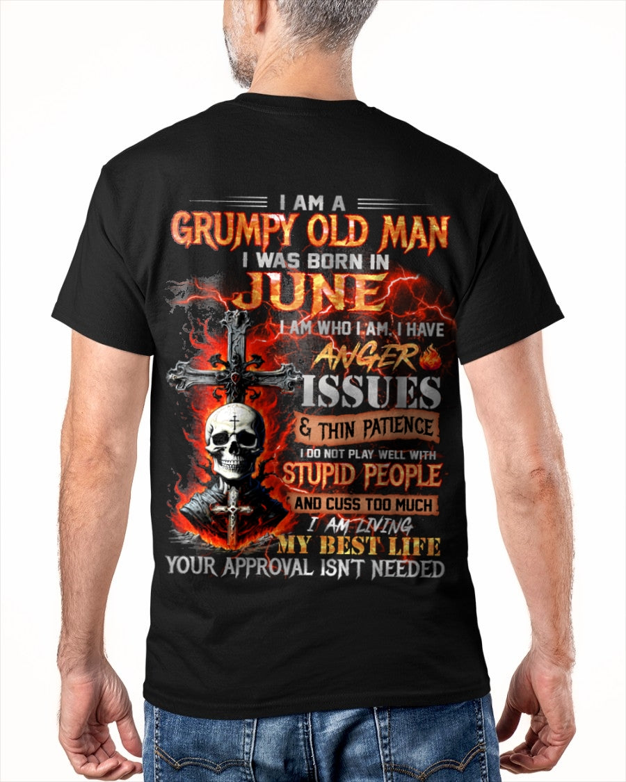 JUNE - GRUMPY OLD MAN T-SHIRT - FUNNY SKULL ANGER ISSUES TEE - PERFECT GIFT FOR MEN TIEN06 / male (SKU12-319-06)