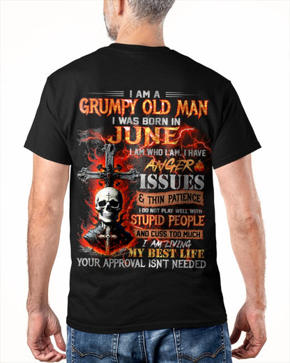 JUNE - GRUMPY OLD MAN T-SHIRT - FUNNY SKULL ANGER ISSUES TEE - PERFECT GIFT FOR MEN TIEN06 / male (SKU12-319-06)