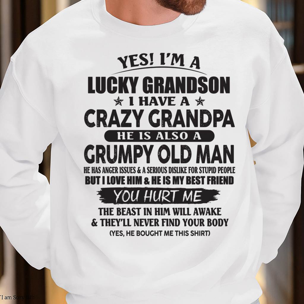 LUCKY GRANDSON OF CRAZY GRANDPA -  PERFECT GIFT FROM GRANDPA - TIEN00 (SKU12-145-00)