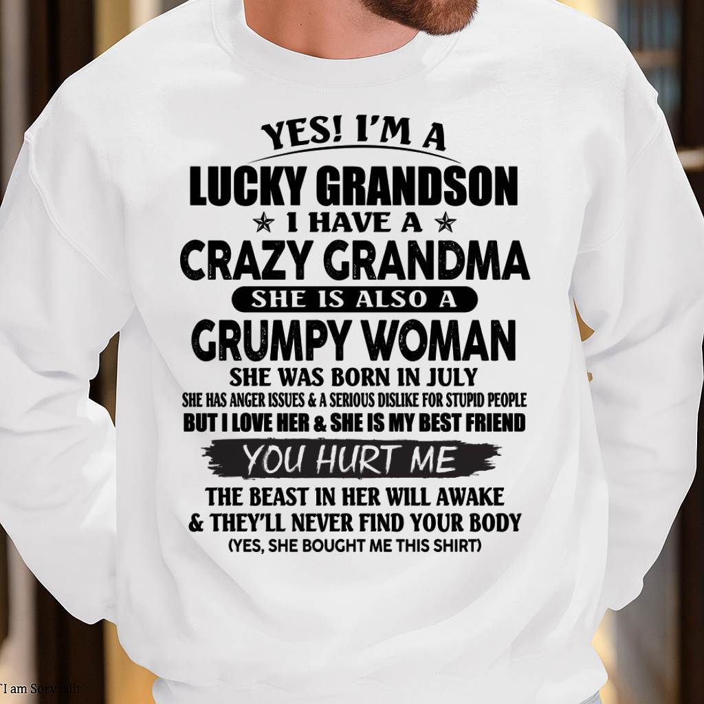 JULY - LUCKY GRANDSON OF CRAZY GRANDMA -  PERFECT GIFT FROM GRANDMA - TIEN07 (SKU12-113-07)