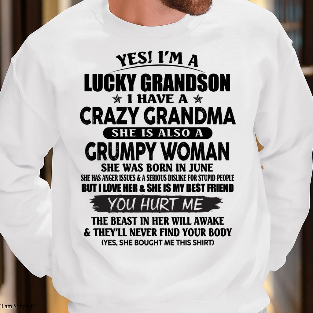 JUNE - LUCKY GRANDSON OF CRAZY GRANDMA -  PERFECT GIFT FROM GRANDMA - TIEN06 (SKU12-113-06)