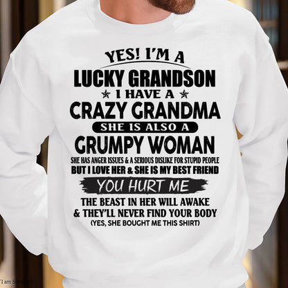 LUCKY GRANDSON OF CRAZY GRANDMA -  PERFECT GIFT FROM GRANDMA - TIEN00 (SKU12-113-00)