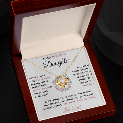 TO MY PRECIOUS DAUGHTER FROM DAD - Premium Love Knot Necklace - TIEN00 (SKU2606-213-00)