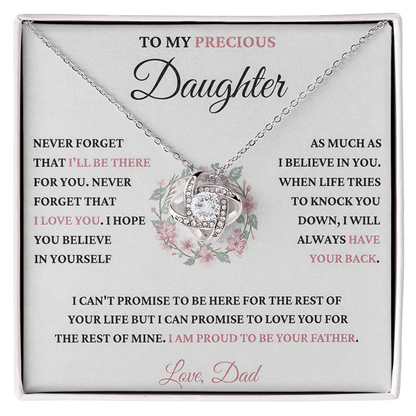 TO MY PRECIOUS DAUGHTER FROM DAD - Premium Love Knot Necklace - TIEN00 (SKU2606-213-00)