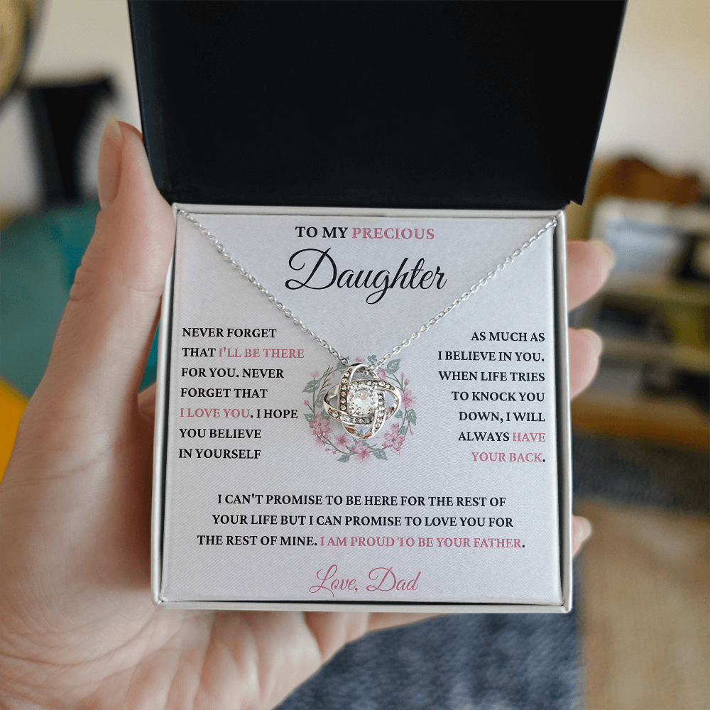 TO MY PRECIOUS DAUGHTER FROM DAD - Premium Love Knot Necklace - TIEN00 (SKU2606-213-00)