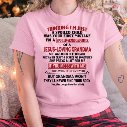 Christian Girl Shirt – Spoiled by Grandma February Edition – From Grandma to Granddaughter TIEN02 (SKU07-181-02)