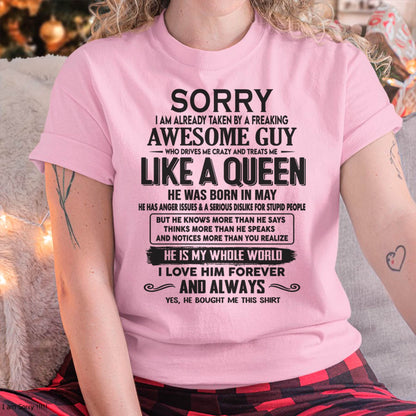 May - Sorry I am already taken by a freaking awesome guy - Gift for Wife From Husband - TIEN05 (SKU08-25-05)