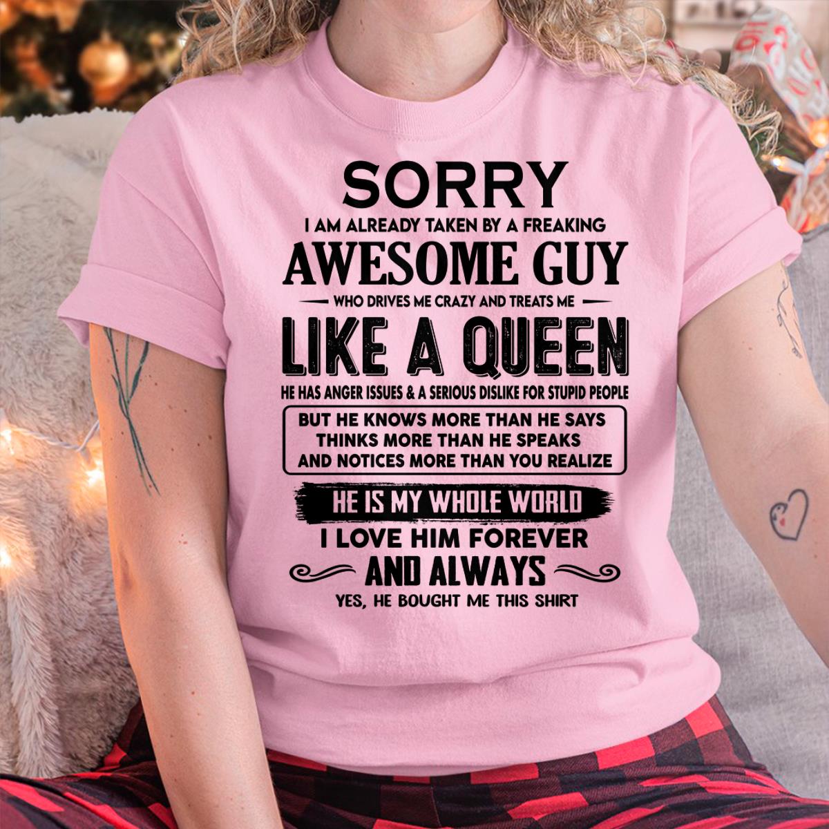 Sorry I am already taken by a freaking awesome guy - Gift for Wife From Husband - DOAN00 (SKU-SRG-00)
