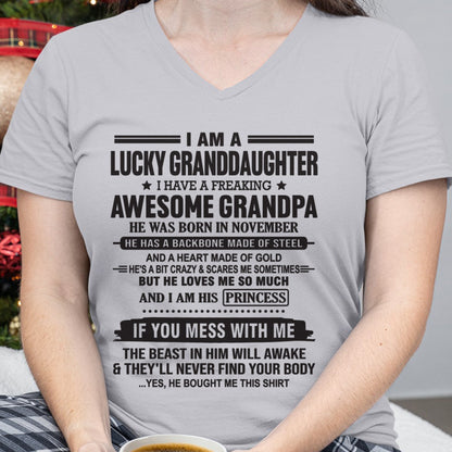 I Am A Lucky Granddaughter T-Shirt – Birthday Gift From November Grandpa / Man - TIEN11 (SKU11-122-11)