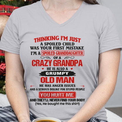 Spoiled Granddaughter of a Crazy Grandpa Shirt – Birthday Gift from Grandpa / Man - TIEN00 (SKU12-200-00)